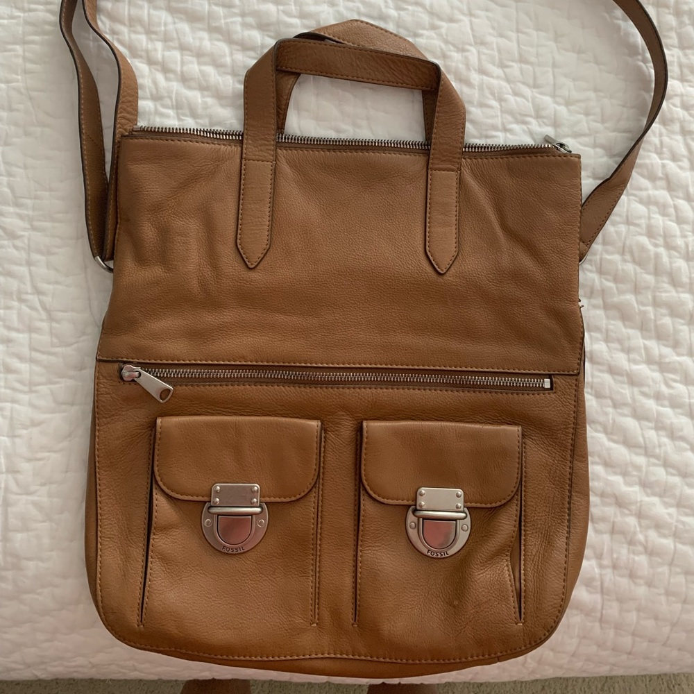 Fossil leather satchel shoulder bag